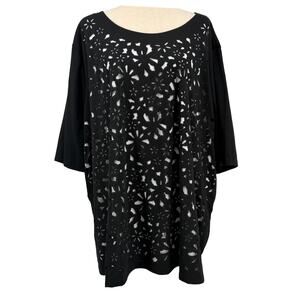 Catherines‎ Womens Top 4X Black NWT Lasercut Modern Minimalist Layering Office